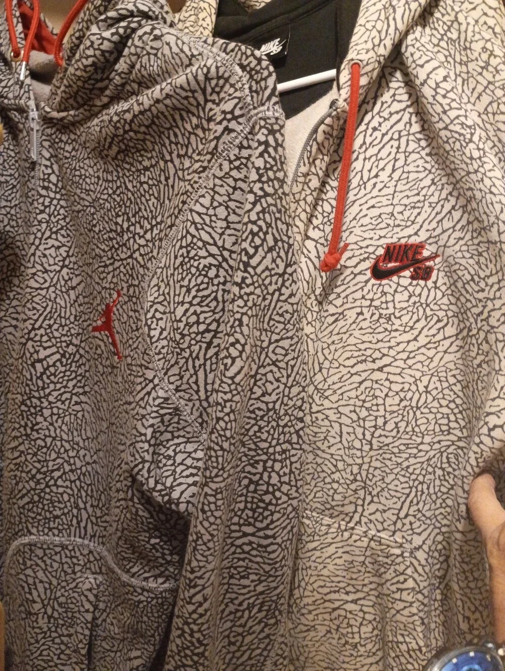 Jordan Men’s Gray Elephant Print Full-Zip Hoodie - Red Accents